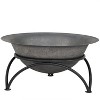 Sunnydaze Outdoor Camping or Backyard Round Cast Iron Rustic Fire Pit Bowl on Stand - 23.5" - Dark Gray - image 4 of 4