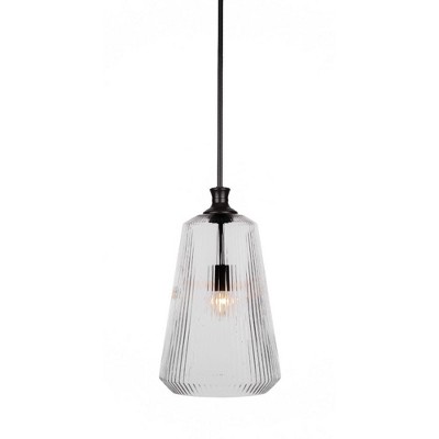 Toltec Lighting Carina 1 - Light Pendant in  Matte Black with 11" Clear Ribbed Shade