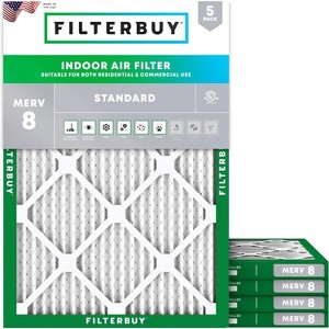 Filterbuy 28x30x1 Air Filter (5-Pack), Pleated MERV 8 Dust Defense Replacement HVAC AC Furnace Filters (Actual Size: 27.75 x 29.75 x 0.75) - 1 of 4