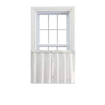 Ellis Stacey 1.5" Rod Pocket High Quality Fabric Solid Color Window Tailored Tier Pair Ice Cream