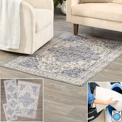 The Lakeside Collection Vintage Medallion Washable Area Rug Accent Rug or Runner Rug - Accent Rug 20x34