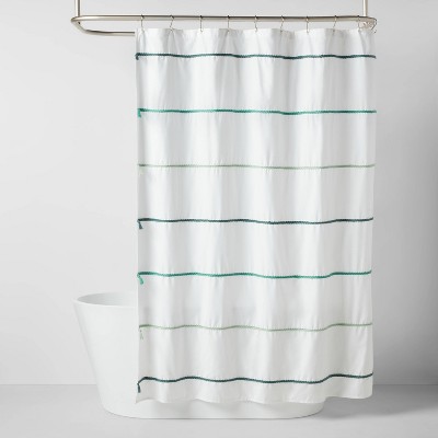 Blue Striped with Tassels Shower Curtain - Pillowfort™
