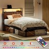 WOWLIVE Twin/Full/Queen/King Bed Frame with Outlets & LED Lights, Metal Bed Frame with Storage Headboard, No Spring Box Needed - 4 of 4