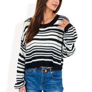 Anna-Kaci Women's Striped Knit Sweater with Relaxed Fit - 1 of 4