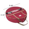 Wreath Storage Container - Canvas Bag with Clear Window and Handles Holds 48-Inch Artificial Wreath with Compartment for Ornaments by Elf Stor (Red) - 3 of 4