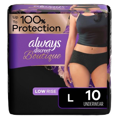 Image of Always Discreet Boutique Low-Rise Postpartum Incontinence Underwear - Maximum Absorbency - Black - L - 10ct
