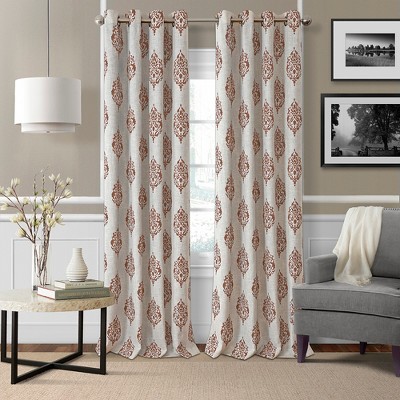 Cinnamon Red Medallion Blackout Grommet Curtains