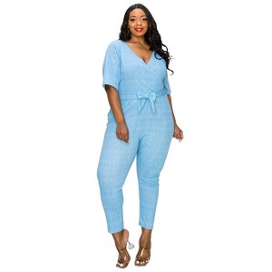 L I V D Women's Gwen Denim Jumpsuit, Light Blue, 3X - 1 of 3