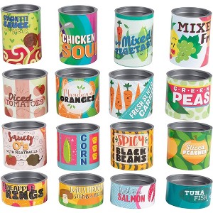 Juvale 16 Pieces Pretend Play Grocery Store Can Food for Kids Supermarket Playset Stackable Toys - 1 of 4