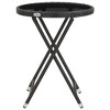 vidaXL Tea Table Black 23.6 in. Poly Rattan and Tempered Glass - 3 of 4