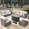 Ovios Venice 8pc Wicker Outdoor Patio Furniture Set Conversation Sofa with a Metal Fire Pit and Cushions - 3 of 4