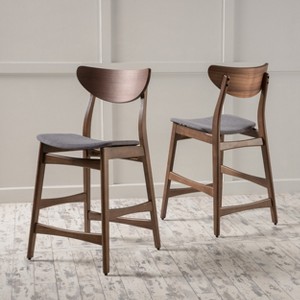 GDFStudio Cedric Mid-Century Modern Fabric and Rubberwood 23.5 Inch Counter Stool (Set of 2) - 1 of 4