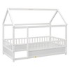 Twin Size Floor Bed Frame, House Top Bed, Easy Assembly, Slat Mattress Foundation, With House Roof Framing, Guardrail - 4 of 4