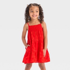 Toddler Girls' Americana Eyelet Tank Dress - Cat & Jack™ Medium Red - 1 of 3