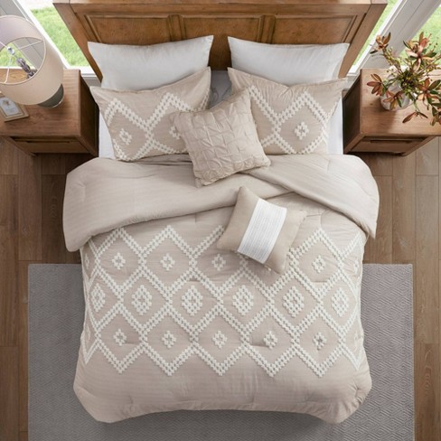 5pc Full Queen Kylin Cotton Comforter Set Taupe Target