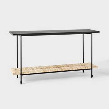Metal and Rush Weave Top Console Table Black - Threshold™ designed with Studio McGee