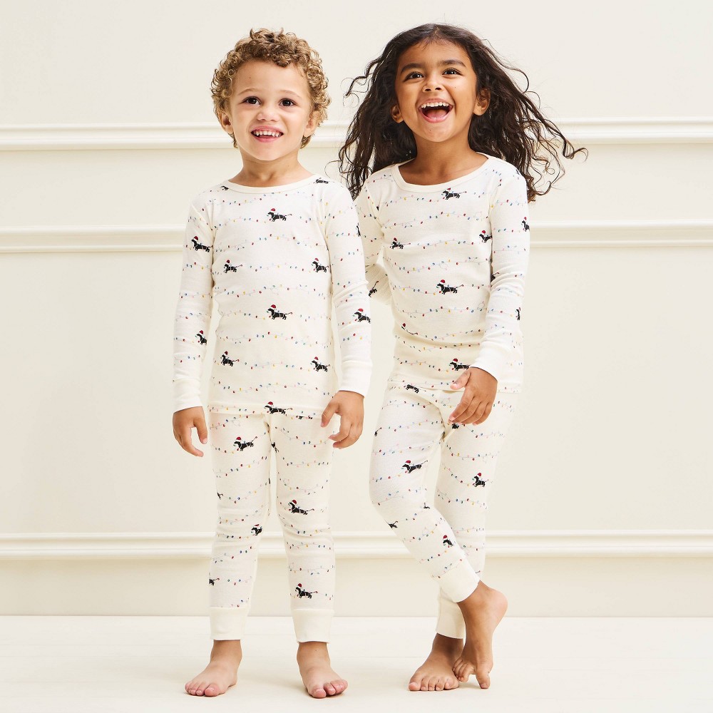 Toddler Holiday Dachshund Matching Family Cotton Pajama Set - Wondershop™ Cream 18M