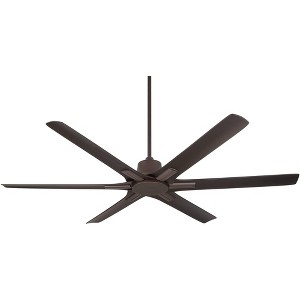 Casa Vieja 60" X-Force Farmhouse Rustic Indoor Outdoor Ceiling Fan 6 Blade Remote Control Emperial Bronze Finish Brown Blades Bedroom Patio Damp Rated - 1 of 4