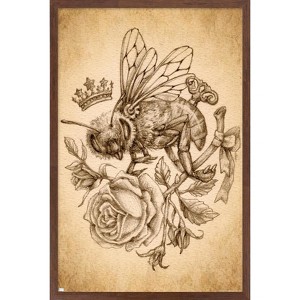 Trends International Brigid Ashwood - Sepia Bee and Rose Framed Wall Poster Prints - 1 of 4