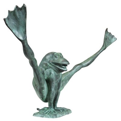 Large Bronze Crazy Legs Leap Frog Garden Statue