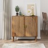 TIRAMISUBEST Sideboard Buffet Cabinet With Storage,Walnut Wood Buffet Cabinet with Line Groove Design - 2 of 4