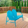 Northlight 47-Inch Outdoor Retro Tulip Steel Loveseat, Sky Blue - 2 of 4