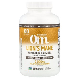 Om Mushrooms Lion's Mane Mushroom Capsules, 180 Vegetable Capsules (666 mg per Capsule) - 1 of 4