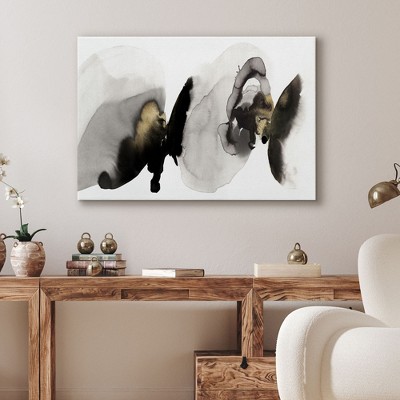 Americanflat Canvas Wall Art in Black, Grey and Gold Ink Style - Gallery Wrap - Abstract Wall Art