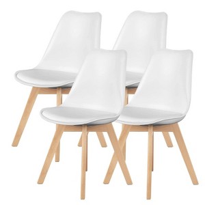 GlasFlength Seating Sets with Wood Legs, Set of 4 for Kitchen, Dining, Living Room, White, 22.83"*16.93"*32.87" - 1 of 4