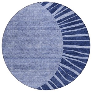 Navy Blue And Sky Blue Abstract Washable Indoor Outdoor Area Rug - 1 of 4