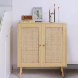 Snynuxx Sideboard Buffet Cabinet,Accent Kithchen Storage Cabinet with Rattan Doors, With Adjustable Shelves for Living Room,Dining Room,Natural - 1 of 4