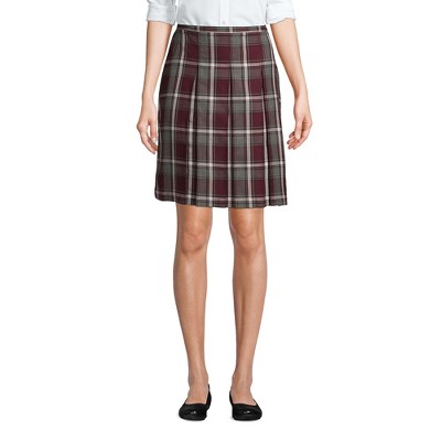 School Uniform Young Women's Plaid Box Pleat Skirt Top of the Knee