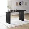 PexFix 67" x 33.5" Dining Table Wood Oval Kitchen Table with Scratch-Resistant Top & Striped Legs Modern Farmhouse for Living Room Kitchen Black - 3 of 4