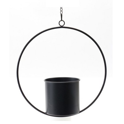 Black Metal Modern Hanging Planter Set with Frame