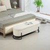 CAVINAS Modern Pull-Open Top Ottoman Bench with Metal Legs,Corduroy Oval Storage Ottoman for Living Room - 2 of 4