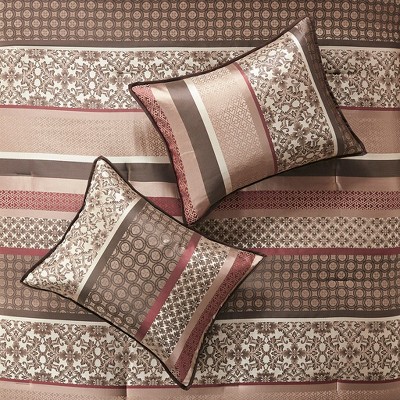 GDFStudio Kazu Transitional 7 Piece Comforter Bedding Set, Red, Queen — фото 7