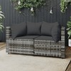 vidaXL Patio Corner Sofas with Cushions 2 pcs Gray Poly Rattan - 2 of 4