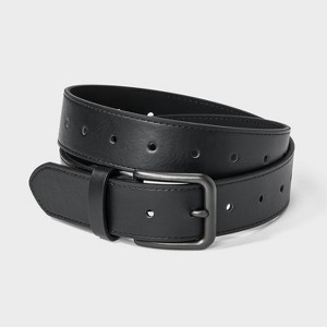 Men's Casual Fully Adjustable Laser Cut Belt - Goodfellow & Co™ Black - 1 of 3