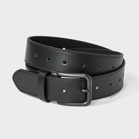 Men's black leather belt