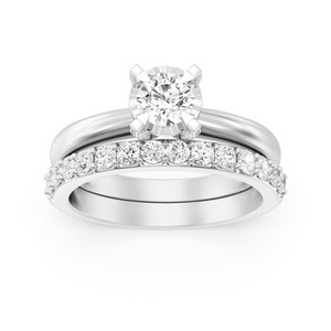 GILDED 1 ct. T.W. Lab Diamond Engagement Ring Set in 925 Sterling Silver or 14K Gold Plating Over Sterling Silver - 1 of 4