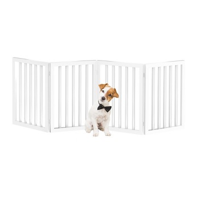 White Freestanding 4-Panel Plastic Pet Gate for Doorways and Stairs