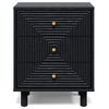 Heynemo Black 3 Drawer Nightstand, Small Dresser with Solid Wood Legs, Wooden Storage Night Stand Side Table, Modern Chest of Drawers Organizer - 2 of 4