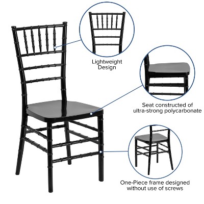 Hercules Black Resin Armless Chiavari Stacking Chair