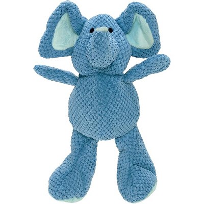 goDog Checkers Elephant Squeaky Plush Dog Toy, Chew Guard Technology - Blue, Large