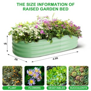 4.5X2X1 FT 2 Pcs Galvanized Oval Raised Garden Bed for Outdoor with Open-Ended Base,Large Metal Raised Planter Beds for Vegetables,Flowers - 1 of 4