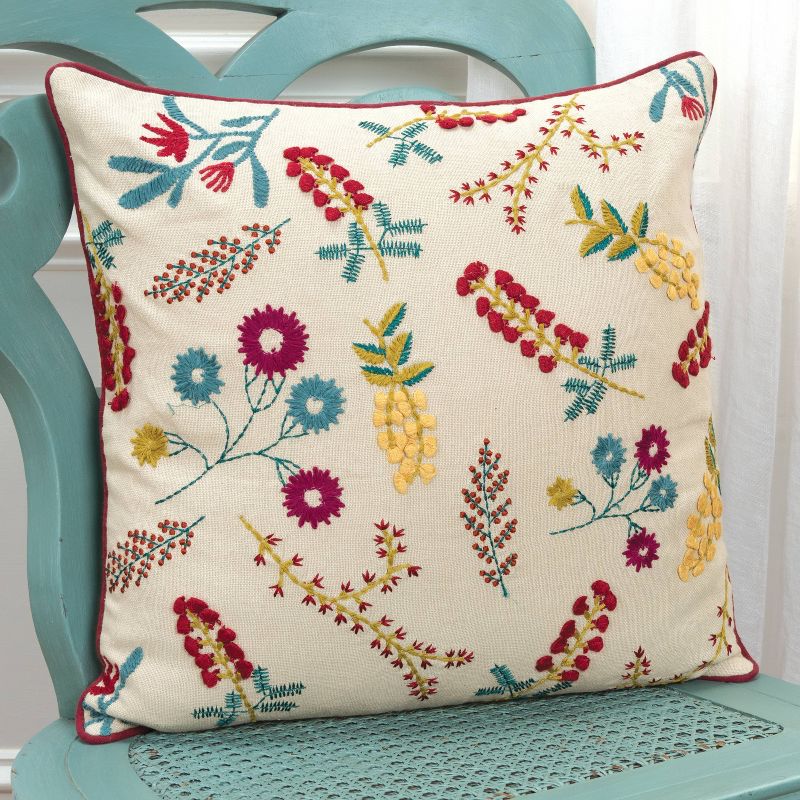 20&#34;x20&#34; Oversize Floral Square Throw Pillow Cover Beige - Rizzy Home, 6 of 7
