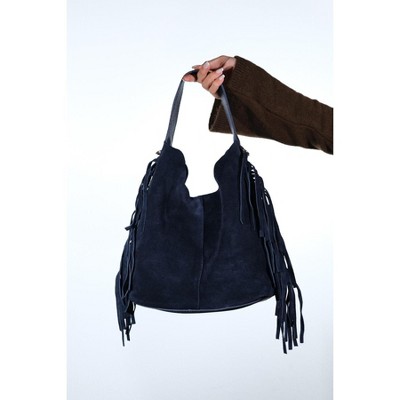VALS - Navy Suede Leather Shoulder Bag (Women) navy suede standart