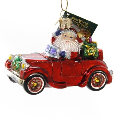 Old World Christmas 3.0 Inch Santa In Antique Car Ornament Travel Delivery Tree Ornaments