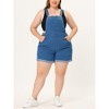 Agnes Orinda Women's Plus Size Adjustable Strap Pocket Roll Hem Denim Overall Jean Shorts - 2 of 4