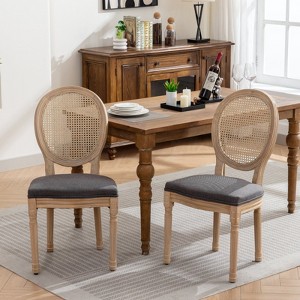 CAVINAS Dining Chairs Kitchen Chairs Set of 2 Stool with Wood Legs Hand-pulled Buckle Decoration for Kitchen - 1 of 4